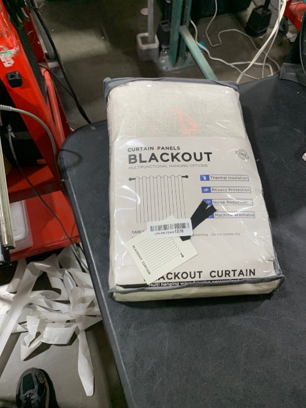 Photo 1 of 100% Blackout Shield Linen Blackout Curtains for Bedroom, Beige Grommet Curtains for Living Room, Thermal Insulated Room Darkening Drapes for Nursery, Fall Home Decor, 50" W x 84" L, 2 Panels