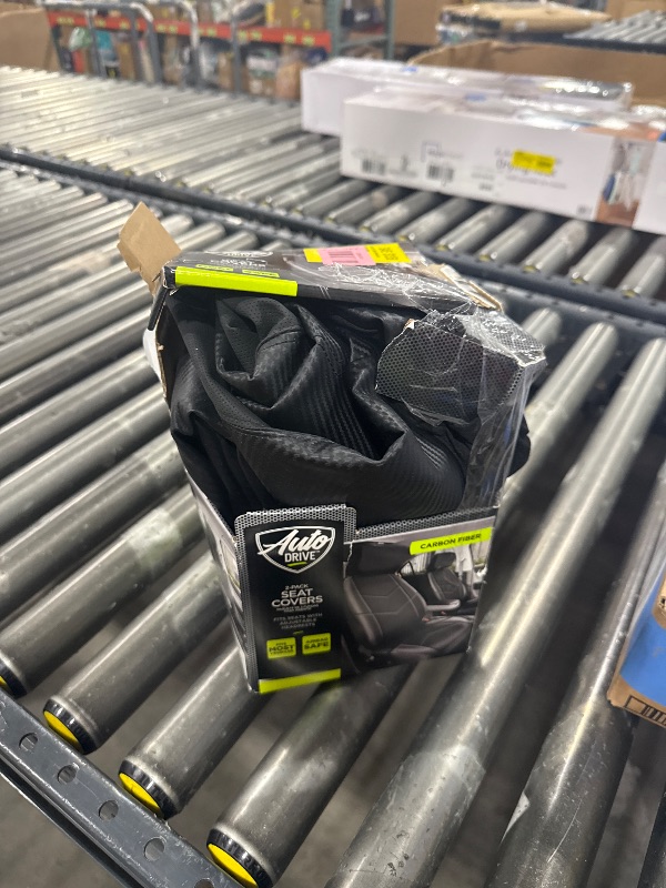 Photo 1 of (2 pack) Auto Drive 2 Piece Car Seat Covers Low Back Rival Carbon Fiber Leather Black, Universal Fit, 2002SC10