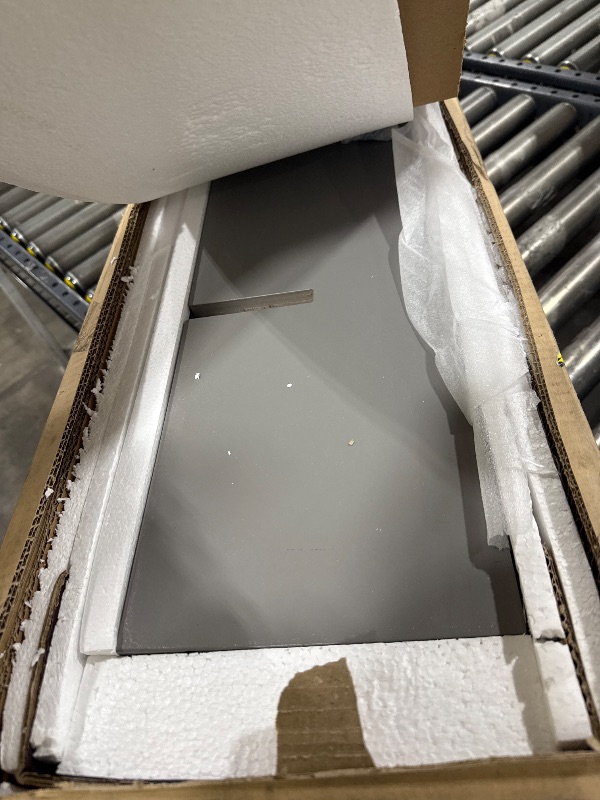 Photo 1 of **READ CLERK NOTES** Gray Wood Frame Full Platform Bed with Upholstered Headboard, Charging Station, LED, Storage Shelves, Drawers and Desk