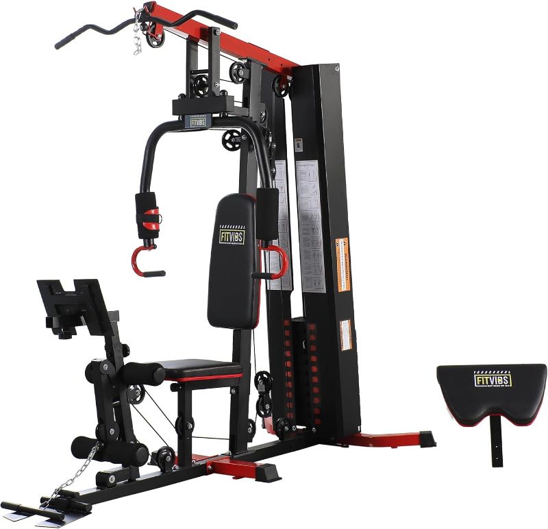 Photo 1 of Fitvids Home Gym Equipment, Multifunctional Full Body Workout Weight Machine Station with Weight Stack, All in One Exercise Equipment with Pulley System & Seated Rowing for Home Gym Strength Training