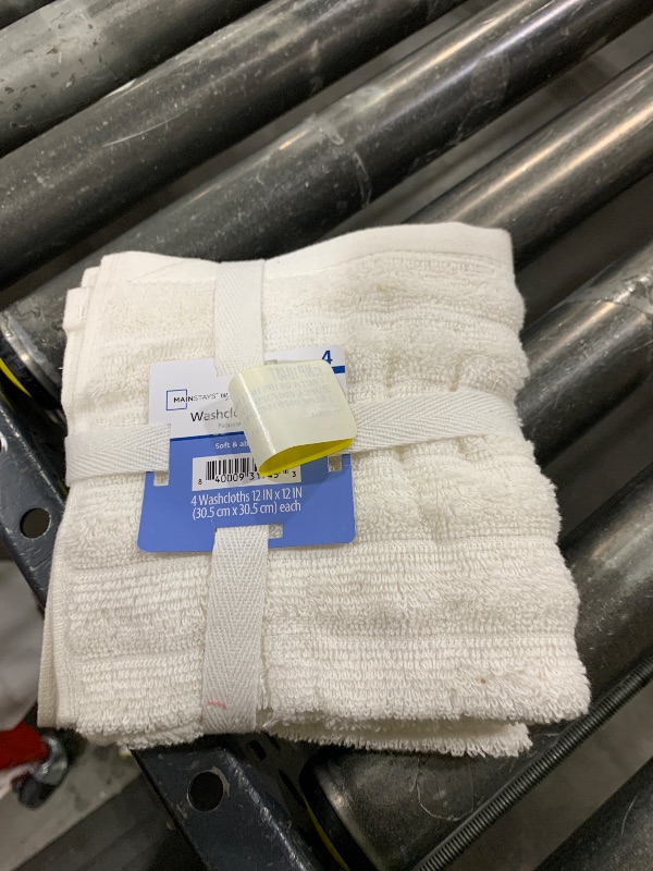 Photo 1 of (4 pack) Mainstays Performance Cotton Washcloth, Super Soft Quick Dry Fade Resistant, Solid White
