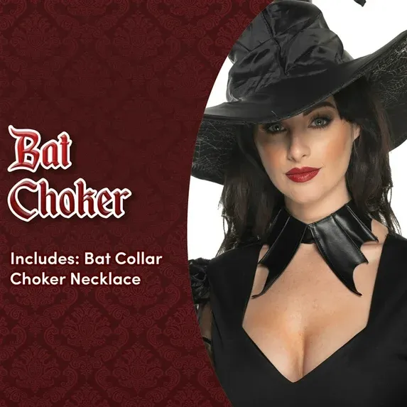 Photo 1 of Bat Collar Choker Necklace - Rave Accessories, Gothic Choker Necklace For Women, Faux Leather Choker, Victorian Choker Necklace