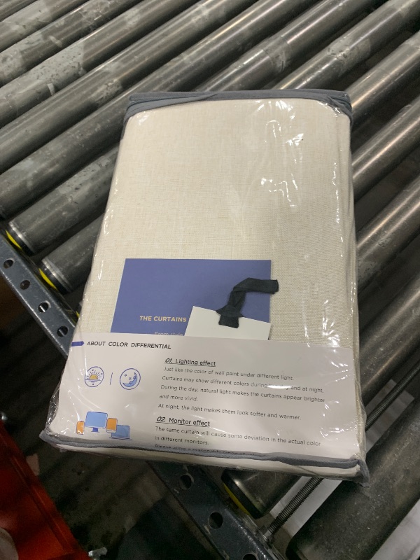 Photo 1 of 100% Blackout Shield Linen Blackout Curtains for Bedroom 84 Inches Long, Back Tab/Rod Pocket Living Room Drapes, Thermal Insulated Blackout Curtains 2 Panels Set, 50" W x 84" L, Cream