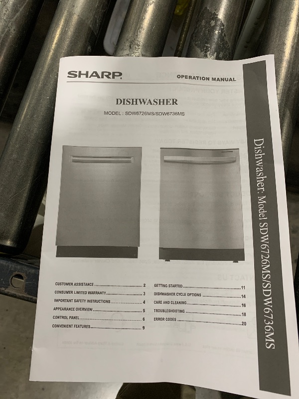 Photo 1 of PARTS ONLY---------------MAJOR DAMAGE---------------------------------BROKEN --------------------------------------------------------------------------------Sharp SDW6506JS 24-inch Stainless Steel Dishwasher, 49 dB, Third Rack, 12 Place Settings, Front To