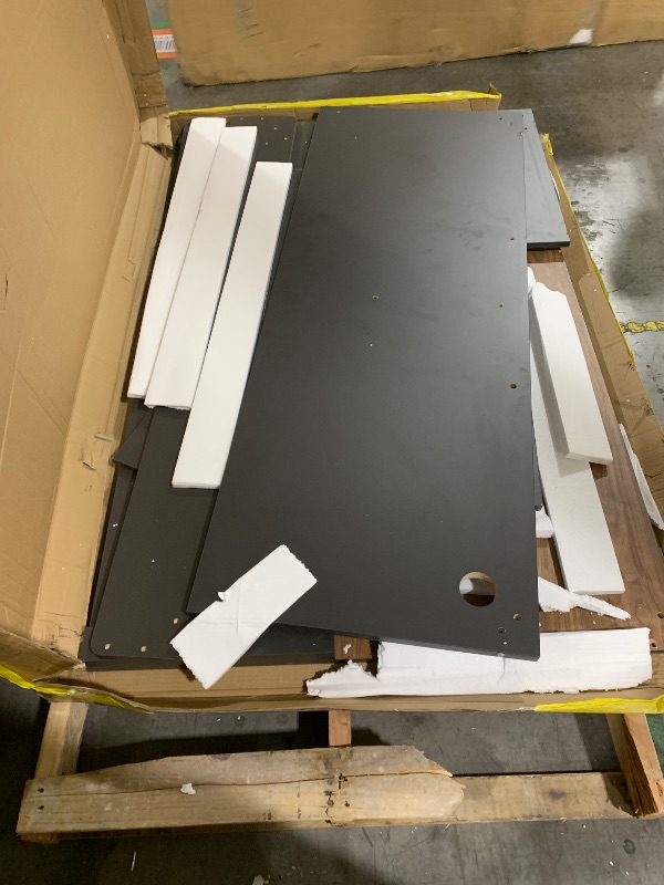 Photo 1 of YTElantivo 63" Modern Reception Desk with Counter LED Light,Front Desk Reception Counter with Cable Grommet, Office Receptionist Desks for Salon, Retail, Checkout (Black & Brown, 63 * 24 * 41IN)