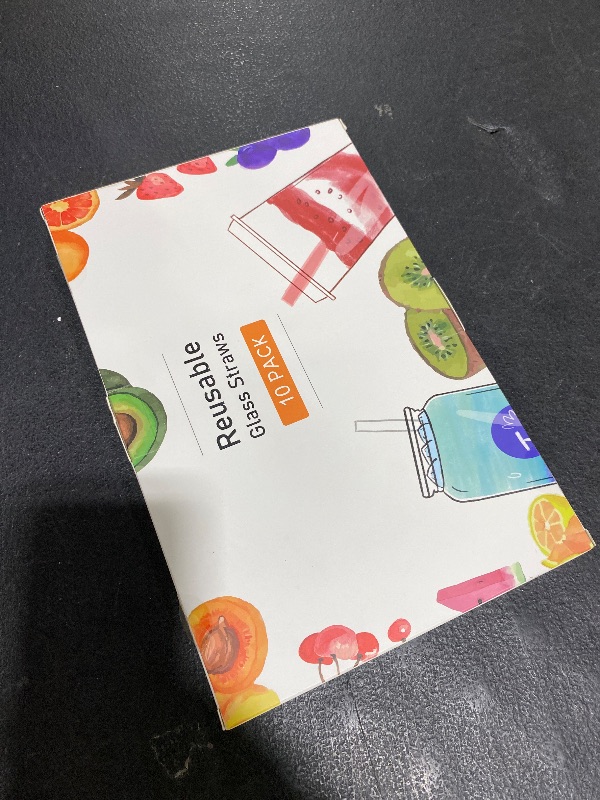 Photo 1 of 10 Pcs Reusable Clear Short Glass Straws,6''x10 mm Glass Straws Shatter Resistant for Cocktail,Whiskey,Coffee,Set of 5 Straight and 5 Bent with 2 Cleaning Brushes -Dishwasher Safe