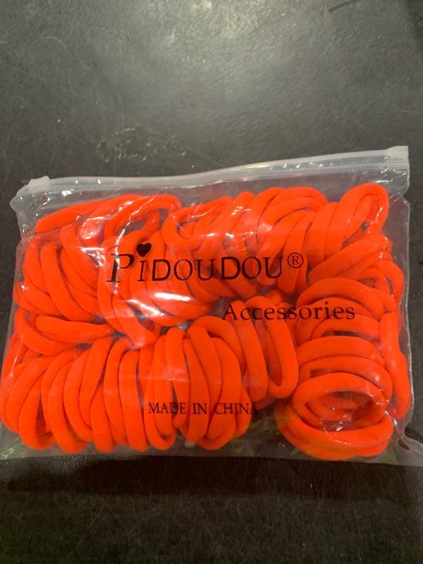 Photo 1 of 100 Pack Seamless Hair Ties for Women Girls Ponytail Holders for Thick Hair (neon orange)