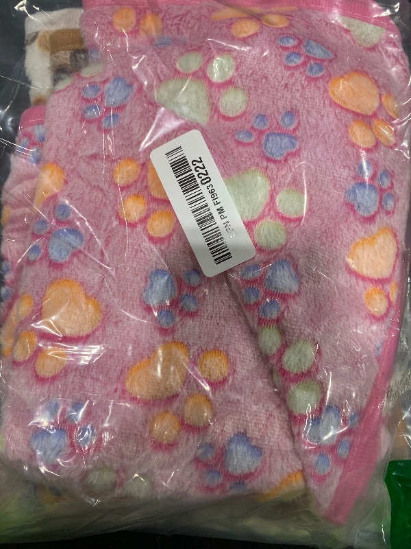 Photo 1 of 1 Pack 3 Blankets Super Soft Fluffy Premium Fleece Pet Blanket Flannel Throw for Dog Puppy Cat Paw Brown/Pink/White Small(23x16 inch)