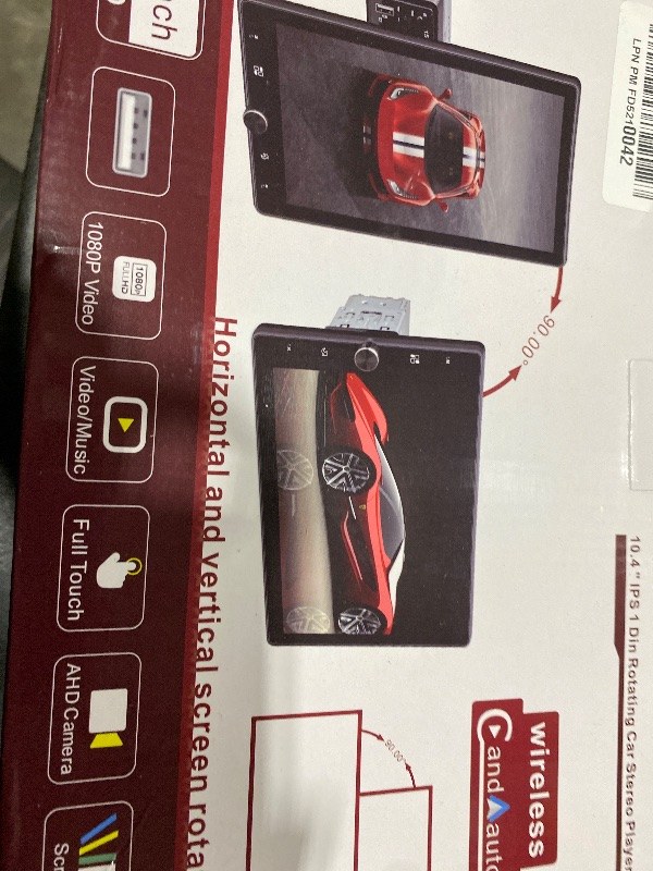 Photo 1 of 10.4" Single Din Touchscreen Car Stereo with Wireless Carplay& Android Auto, Adjustable Car Radio with Bluetooth, Mirror Link, FM Radio, Subwoofer, SWC, Backup Camera
