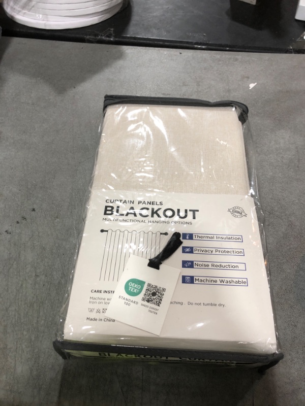 Photo 1 of 100% Blackout Shield Linen Blackout Curtains for Bedroom 96 Inches Long, Back Tab/Rod Pocket Living Room Drapes, Thermal Insulated Blackout Curtains 2 Panels Set, 50" W x 96" L,Cream