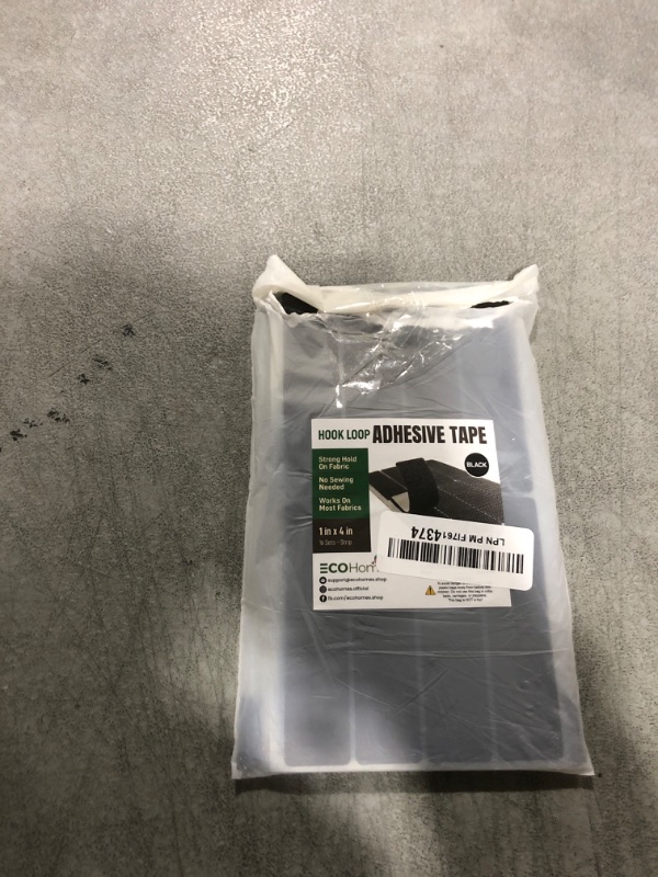 Photo 1 of (1x4 Inch, 16 Sets) Strips with Adhesive for Fabric, No Sew Stick On for Fabric, Sticky Back for Clothes, Curtains - Heavy Duty Double Sided Hook and Loop Hem Tape Fasteners, No Sewing No Iron, Black