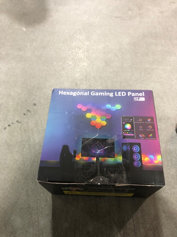 Photo 1 of 12-Pack Hexagon Light Panels – Smart RGB LED Wall Lights for Room Decor with APP & Remote Control – Music Sync Gaming Lights for Living Room, Bedroom, Kids, and Adults