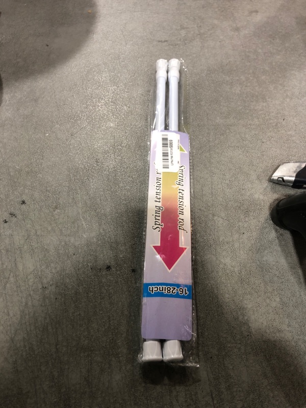 Photo 1 of 2PCS Small Tension Curtain Rod 16 to 28 Inch,White Short Curtain Rods No Drilling,Loaded Expandable Spring Curtain Rods for Kitchen,Closet,Cupboard,Door,Bookshelf