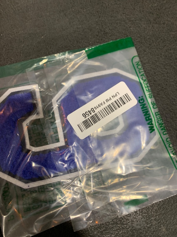 Photo 1 of 1 PCS 6 Inch Large Blue Chenille Number Patches - Iron On Big Varsity Numerals, Large Numbers for Clothing, Backpacks, Hats, Jeans (Blue 6)