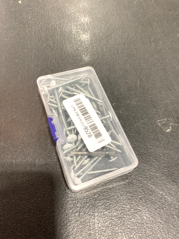 Photo 1 of #8 x 2 (60 PCS) Modified Truss Head Wood Screws, Phillips Drive Quick Metal Self Tapping Screws, White Head, Full Thread, Screwdriver Bit Included