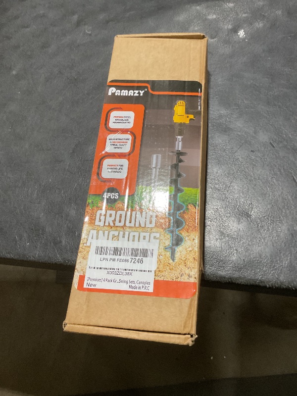 Photo 1 of [Premium] 4 Pack Ground Anchors with Power Nut Driver Drill Bit, Ground Anchors Screw in, Swing Set Anchors, Trampoline Anchors High Wind Heavy Duty for Camping Tents, Car Ports, Swing Sets, Canopies