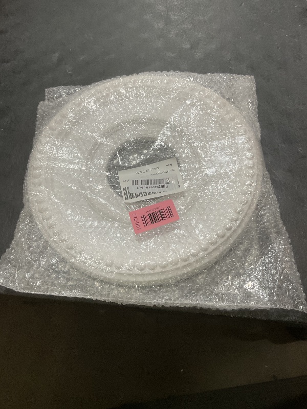 Photo 1 of 12 Inch OD x 4inch ID White Ceiling Medallion Plate – PU Plastic Decorative Cover for Fan, Light Fixtures, Chandelier Canopies – Traditional, Retro, and Minimalist Home Lighting Replacement