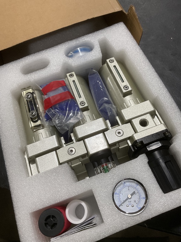 Photo 1 of 1/2" NPT Industrial Grade 3 Stage Air-Dryer-for-Compressor, Manual Drain Air-Compressor-Water-Separator-System Filter Oil for Plasma Cutter and Paint Spray,0-240 PSI,Double Filtration & Drying System