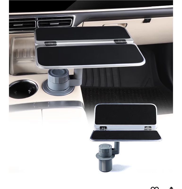 Photo 1 of 360° Rotating Folding Cup Holder Table, Steering Wheel Tray, Car & Laptop Desk - Car Accessories for Women & Men, Fit Tesla Model Y/3/S/Explorer/Maverick (Foldable Car Table Board (Black))