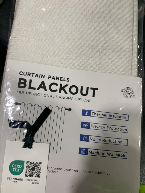 Photo 1 of 100% Blackout Shield Linen Blackout Curtains for Bedroom 96 Inches Long, Back Tab/Rod Pocket Living Room Drapes, Thermal Insulated Blackout Curtains 2 Panels Set, 50" W x 96" L, Beige