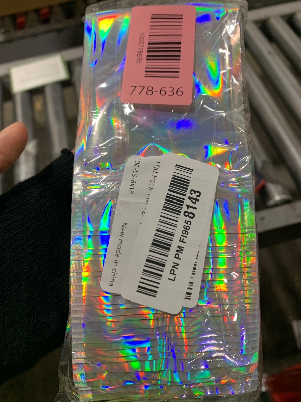 Photo 1 of 100 Pack Holographic Resealable Plastic Bags for Food Storage, Zipper Bags with Clear Front Window, Packaging Pouch for Small Business (100 Pack, 3.2x5.2 inch)