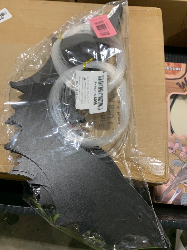 Photo 1 of (18 Pcs) Hanging Bats Halloween Decoration Outside, Large Flying Plastic Bats Outdoor Decor, 3 Different Sizes with Cute Eye Stickers for Hanging in The Tree, Porch, Yard, Lawn, Indoor