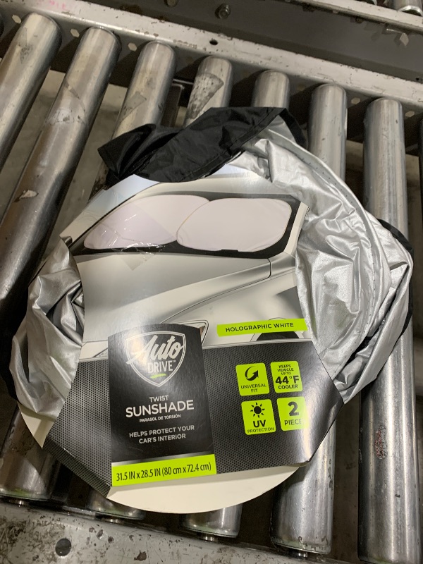 Photo 1 of (2 pack) Auto Drive Universal Fit White Color Windshield Twist Sunshade 2 Counts Model ,28.5"x 31.5"