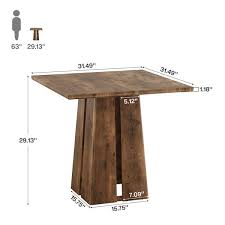 Photo 1 of *IMPERFECT** Farmhouse Brown Wood 31.5 in Pedestal Base Square Dining Table-Seats 4