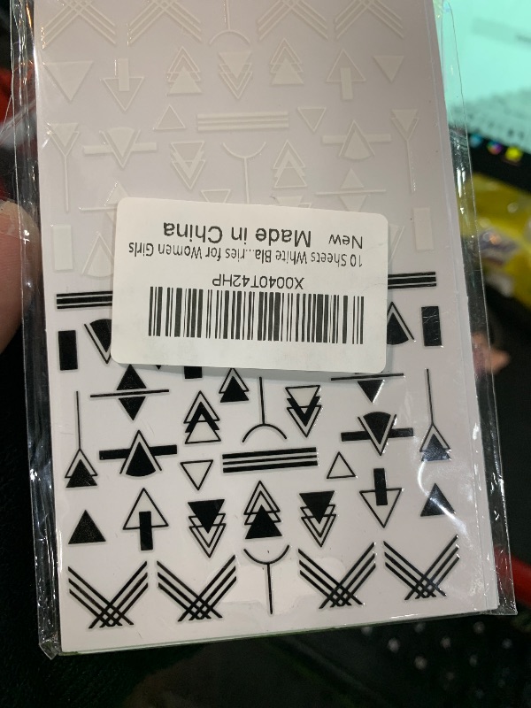 Photo 1 of 10 Sheets White Black Nail Art Stickers Decals 3D Self- Adhesive Black Flower Nail Stickers White Leaf Nail Decals Retro Butterfly Nail Supplies Nail Art Design Decoration Accessories for Women Girls
