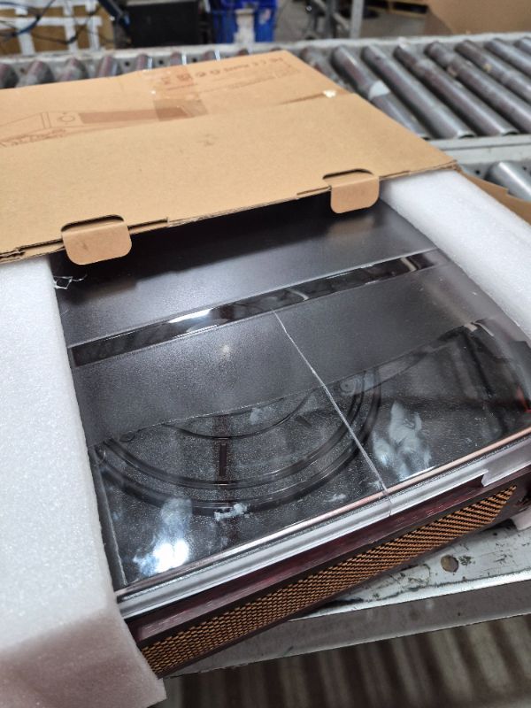 Photo 1 of *USED Broken plastic cover*Vinyl Record Player Turntable with Built-in Bluetooth Receiver & 2 Stereo Speakers, 3 Speed 3 Size Portable Retro Record Player for Entertainment and Home Decoration