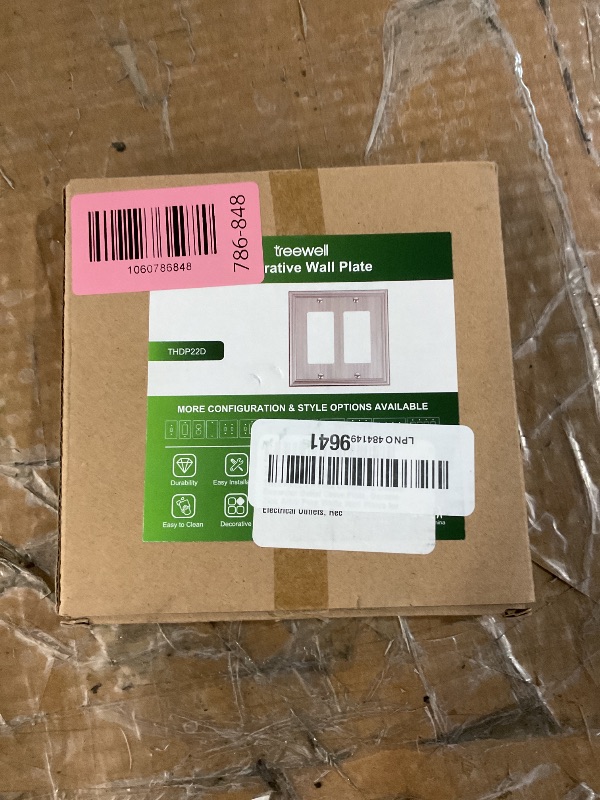 Photo 1 of ***STOCK PHOTO FOR REFERENCE ONLY, SILVER***TREEWELL 2-Pack Decorative Double Decorator Outlet Cover Plate, Durable Zinc Alloy Pure White Wall Plates for Electrical Outlets, Receptacle, GFCI Outlet, Dimmer Switch, 2-Gang, Corrosion Resistant