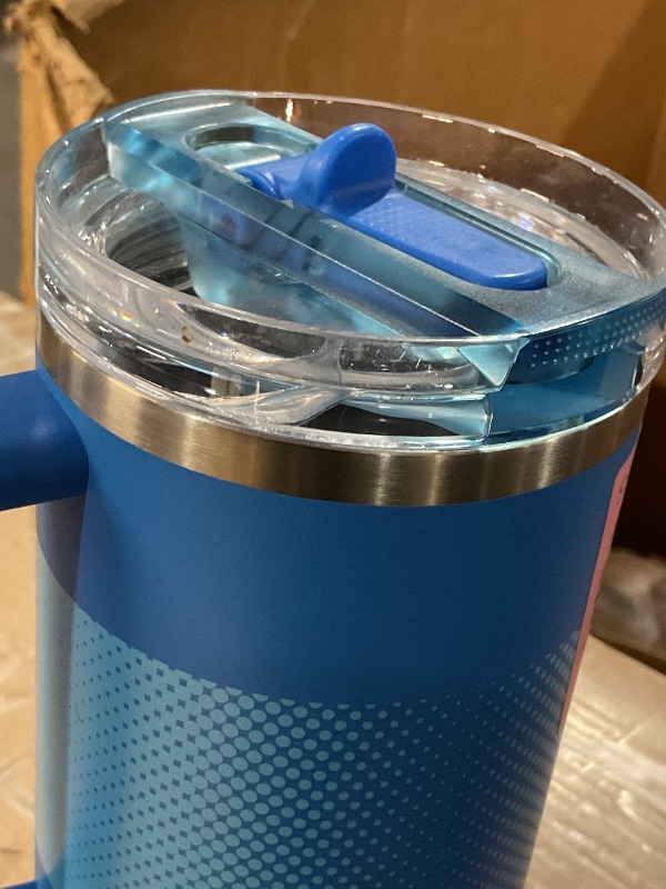 View 3 of *******damaged lid*******STANLEY Quencher ProTour Flip Straw Tumbler with Leakproof Lid 40 oz | Built-In Straw and Handle | Cup Holder Compatible for Travel | Insulated Stainless Steel Cup | BPA-Free | Azure Fade