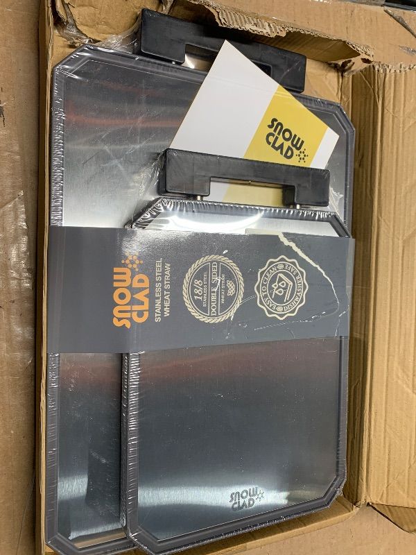 Photo 1 of ***FACTORY SEALED***SNOWCLAD Stainless Steel Cutting Board,Double Sided Steel Cutting Board Set for kitchen,Stainless Steel/Wheat straw pp Large for meat,Dishwasher Safe [16 * 11+12 * 8.3 Inch]
