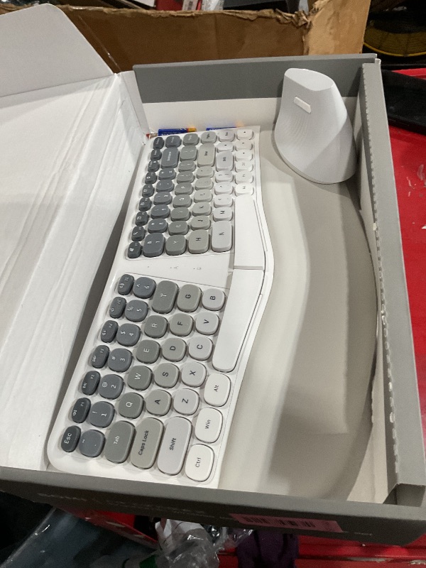 Photo 1 of ***MISSING DONGLE***Ergonomic Wireless Keyboard and Mouse Set Creamy Wireless Keyboard Silent Mice Set with Wrist Rest for Computer, Laptop, PC, Mac, Windows