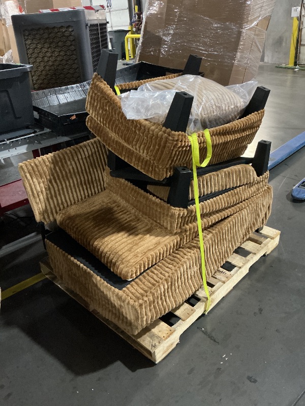 View 2 of ** TRUCK OR TRAILER PICK UP ONLY THREE PALLET ITEM ***Belffin Oversized Sofa Bed Modular Sectional Sleeper Sofa with Pull Out Bed L Shaped Couch with Storage Chaise Brick Red Couch