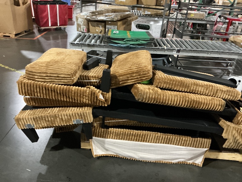 View 4 of ** TRUCK OR TRAILER PICK UP ONLY THREE PALLET ITEM ***Belffin Oversized Sofa Bed Modular Sectional Sleeper Sofa with Pull Out Bed L Shaped Couch with Storage Chaise Brick Red Couch