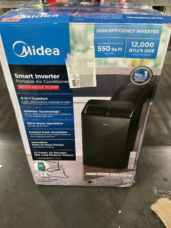 View 2 of *** No remote*** Midea Duo 14,000 BTU Portable Air Conditioner with Heat, Inverter Quiet ***ALLOW UPRIGHT FOR 24 Hrs BEFORE USE***