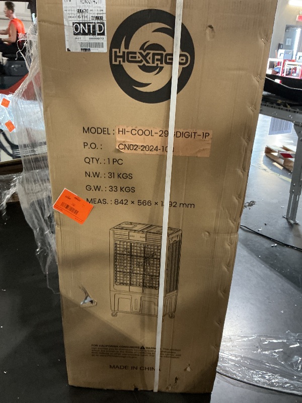 View 2 of ** FACTORY SEALED **Hexago Evaporative Air Cooler 5000 CFM, Swamp Cooler with Mist Function, Remote Control, 3-Speed, 15H Timer, 13.2 Gallon Tank, Water Shortage Alert, 9FT Cord for Indoor/Outdoor, ETL Safety Listed
