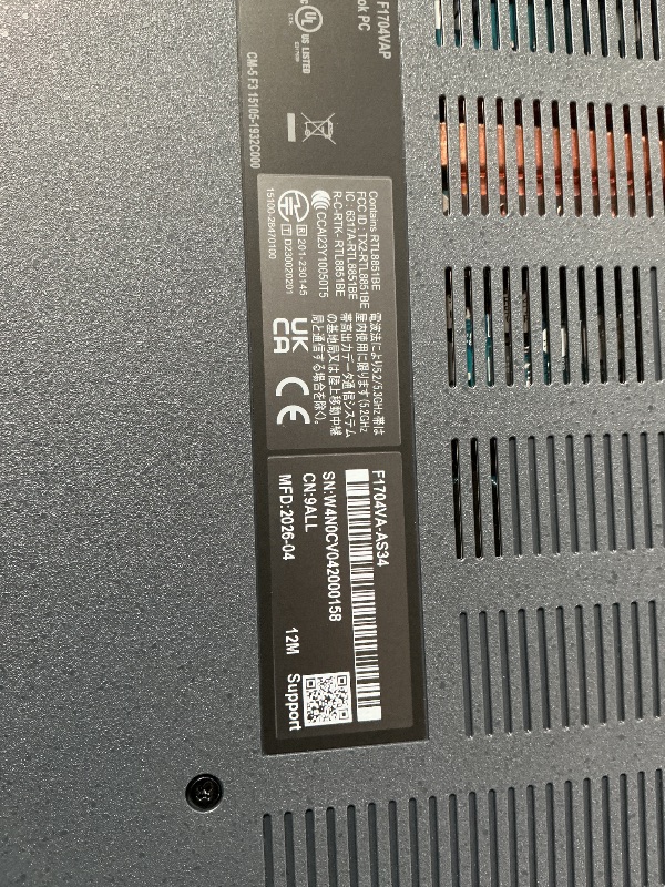 View 3 of ***ITEM NOT TURNING ON UNKNOWN IF IT’S THE CORD OR ACTUAL ITEM***
ASUS Vivobook 17 Laptop - 17.3" FHD, Intel Core 3 100U, 8GB RAM, 512GB SSD, Win