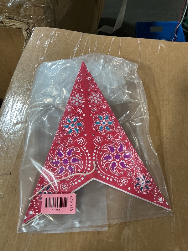 Photo 1 of * one corner has ripped *
GalaxyArts Paper Star Lanterns, 24 Inch Red Chakra 3D Light-Up Hanging Lamp, Handcrafted Hollow Out 5-Point Star Decoration for Christmas, Wedding, Birthday, Parties, Indoor Outdoor Holiday Home Décor