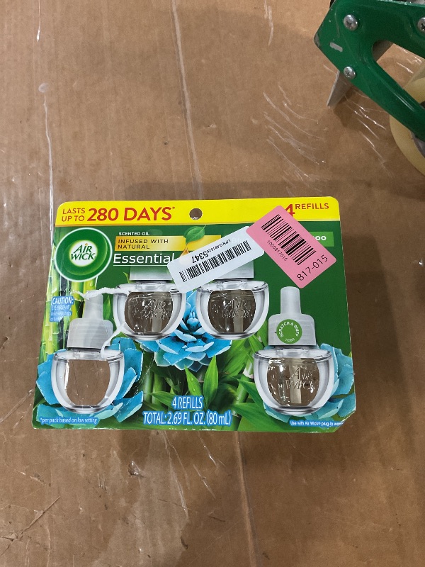 Photo 1 of * missing one *
Air Wick Plug In Scented Oil Refill, Infused with Essential Oils, Plug In Air Fresheners for Home, Blue Agave & Bamboo, 4 ct