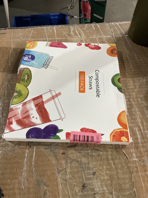 Photo 1 of [100 Pcs] Biodegradable Compostable Disposable Colorful Straws - PLA Plant Based Drinking Straws for Juice Coffee Cocktail Cold Drinks (8.25" LongX0.23" Wide)