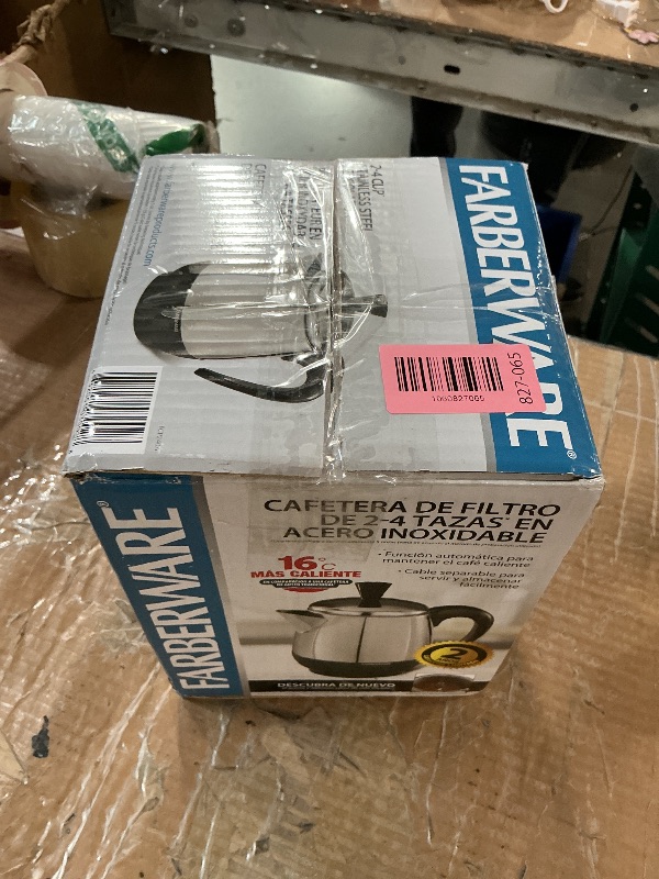 Photo 1 of ***MISSING PARTS***
Farberware Electric Coffee Percolator, FCP240, Stainless Steel Basket, Automatic Keep Warm, No-Drip Spout, 4 Cup, Black/Silver