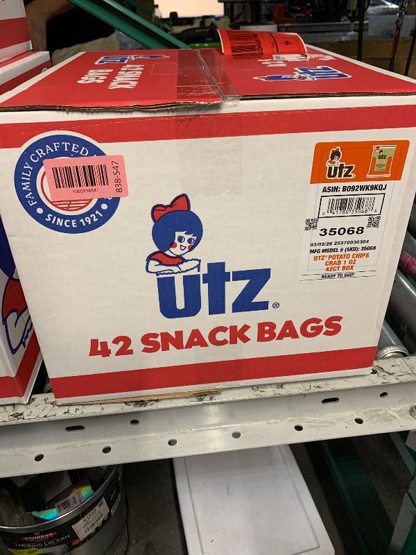 Photo 1 of ***BEST BY 3/2/26*** Utz Crab Crispy Fresh Potato Chips, Perfect for Vending Machines, Individual Snacks to Go, Trans-Fat Free, 1 Oz, 42 Count