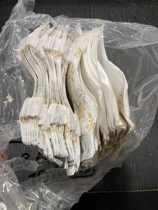 Photo 1 of ***POSSIBLE MISSING PIECES***Lingvee 50 Pcs Winter Snowflake Gift Bag Bulk Gold Sliver Reusable Tote Bags with Handle Xmas Non Woven Candy Bags for Winter Birthday Wonderland Christmas Party Decorations Supplies(Gold Snowflake)***POSSIBLE MISSING PIECES**