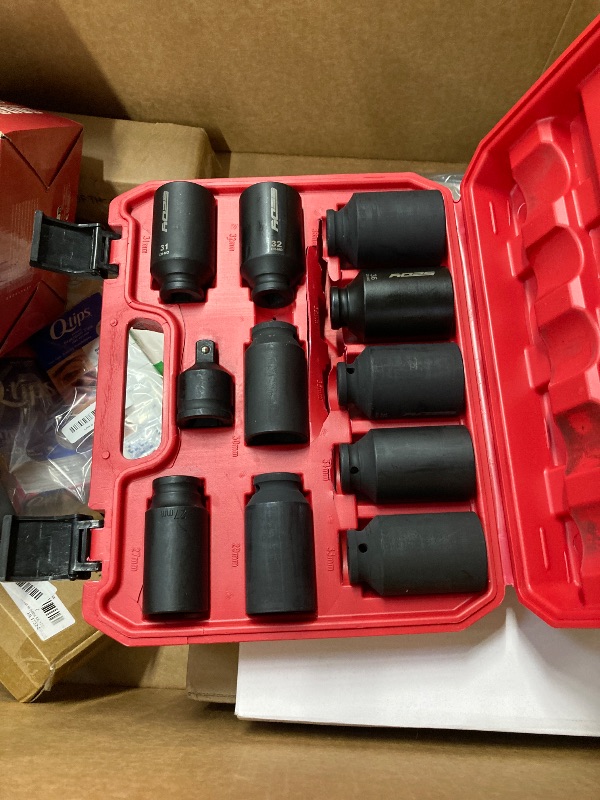 Photo 1 of 1/2 Drive Deep Impact Socket Set: 11-Piece Metric Size Wheel Axle Nut Wrench Metric Large Jumbo 27mm 29mm 30mm 31mm 32mm 33mm 34mm 35mm 36mm 38mm Spindle Joint High Torque Truck Bearing Locknut