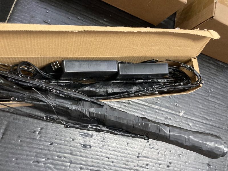 Photo 1 of ***Both  Up***2 Pack 24 Inch Black Halloween Tree with 24 LED Orange Purple Lights, USB/Battery Operated Halloween Table Decorations Tree Light with Timer, Scary Halloween Decorations Indoor for Home Party Decor***BOTH LIT UP**