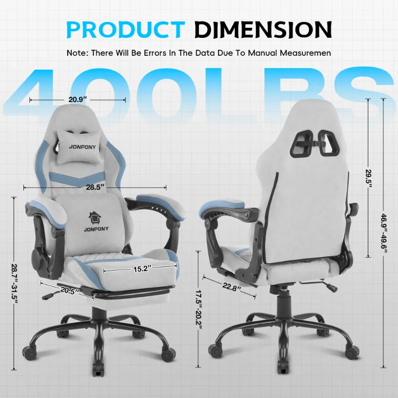 Photo 1 of ***PARTS ONLY***JONPONY Big and Tall Gaming Chair, Computer Chair with Footrest and Massage Lumbar Support, Height Adjustable Game Chair with Headrest and Swivel Seat?GREY