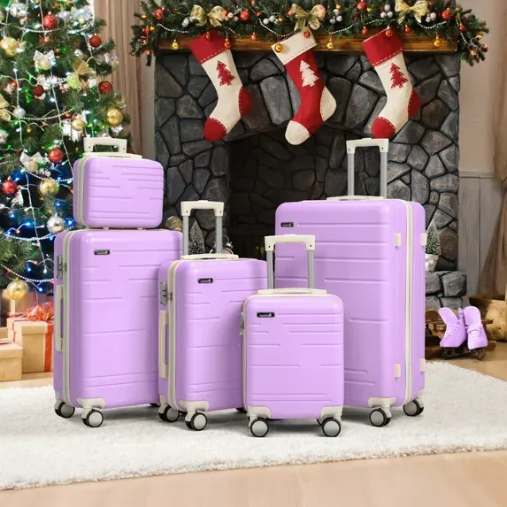 Photo 1 of ***broken*** 5 Piece Sets Luggage Suitcase ABS Hardside with Spinner Wheels and TSA Lock, Purple***broken***