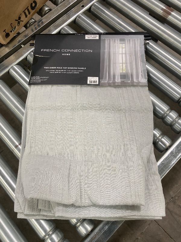 Photo 1 of ***DAMAGE -STAIN ***SEE PHOTO***SELLING AS IS *** French Connection - Charter Crushed, Window Curtain, Set of 2 Panels, Semi Sheer, Modern Home Decor, Drapes for Living Room, Dining Room, Bedroom, Dorm, Measures 50" x 84", Light Grey